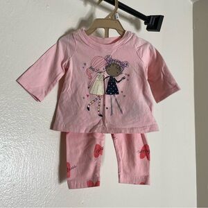 Baby GAP 2 Piece Outfit 0-3M | Pink Long Sleeve Top & Heart Pants
